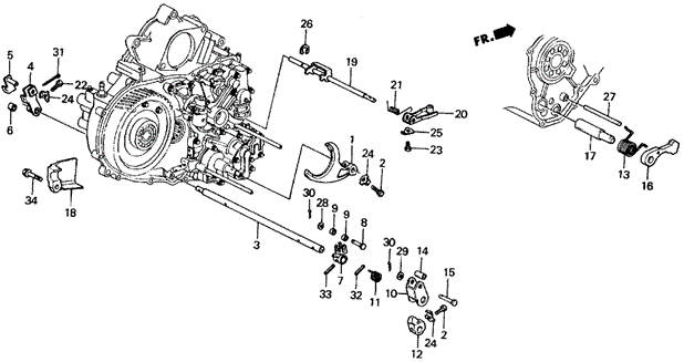 TRANSMISSION - AUTOMATIC/AT SHIFT LEVER SHAFT ('84-'85) for 1985 Honda CIVIC HATCHBACK #1