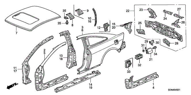 Body/Air Conditioning/Outer Panel - Roof Panel (Plasma Style Panel) for 2006 Honda ACCORD COUPE #1