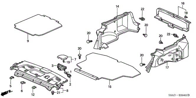 Interior/Bumper/Rear Tray - Trunk Garnish for 2003 Honda CIVIC SEDAN #1