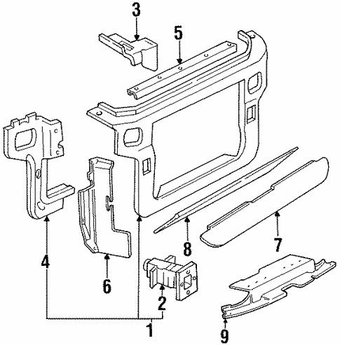Body/Radiator Support for 1996 Ford Mustang #1