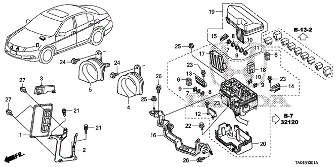 Electrical/Exhaust/Heater/Fuel/Control Unit (Engine Room) (1) (V6) for 2009 Honda ACCORD SEDAN #1