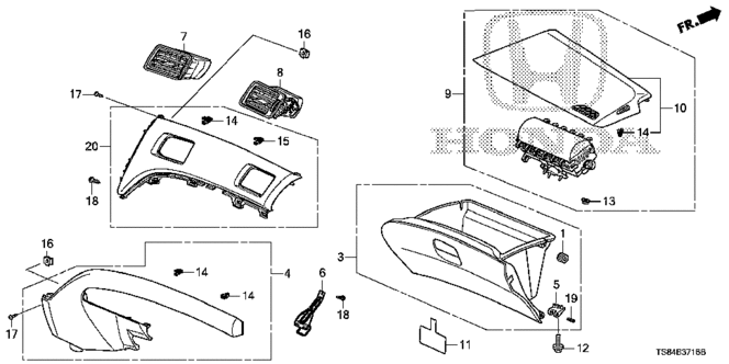 INTERIOR / BUMPER/INSTRUMENT PANEL GARNISH (PASSENGER SIDE) (2) for 2013 Honda CIVIC COUPE #1