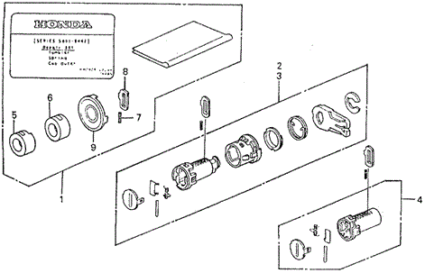 ELECTRICAL / EXHAUST / HEATER / FUEL/KEY CYLINDER KIT for 1991 Honda CIVIC 5-DOOR #1