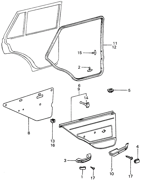 INTERIOR / BUMPER/REAR DOOR LINING - WEATHERSTRIP for 1982 Honda CIVIC 5-DOOR #1