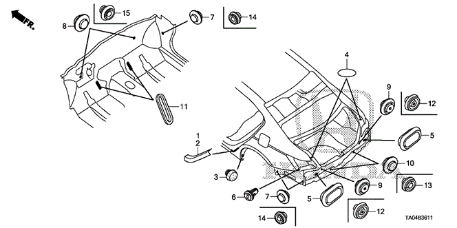 Interior/Bumper/Grommet (RR.) for 2009 Honda ACCORD SEDAN #1