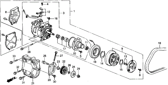 BODY / AIR CONDITIONING/A/C COMPRESSOR (SANDEN) for 1990 Honda CIVIC 5-DOOR #1