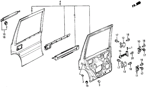 BODY / AIR CONDITIONING/REAR DOOR PANELS for 1986 Honda CIVIC 5-DOOR #1