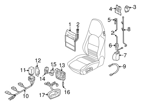 Boxster SEAT BACK ADJUSTMENT COMPONENTS