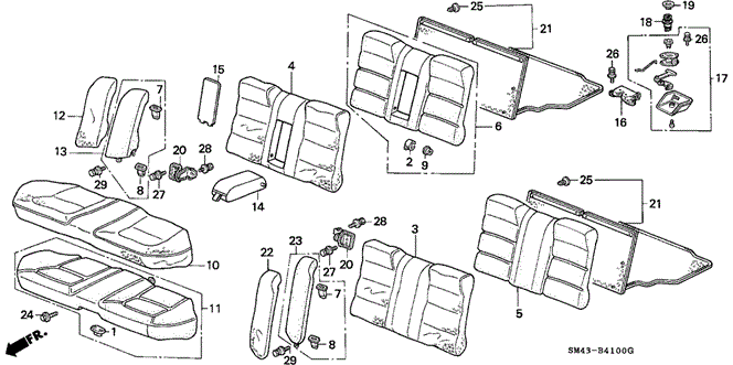INTERIOR / BUMPER/REAR SEAT for 1993 Honda ACCORD SEDAN #1