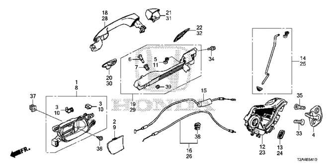 BODY / AIR CONDITIONING/REAR DOOR LOCKS - OUTER HANDLE for 2013 Honda ACCORD SEDAN #1