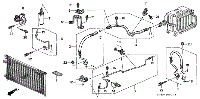 BODY / AIR CONDITIONING/A/C HOSES - PIPES (V6) for 1997 Honda ACCORD SEDAN #1
