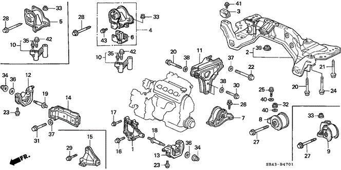 BODY / AIR CONDITIONING/ENGINE MOUNT (2) for 1993 Honda CIVIC SEDAN #1