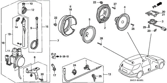 ELECTRICAL / EXHAUST / HEATER / FUEL/RADIO ANTENNA - SPEAKER (2) for 1997 Honda ACCORD 5-DOOR #1