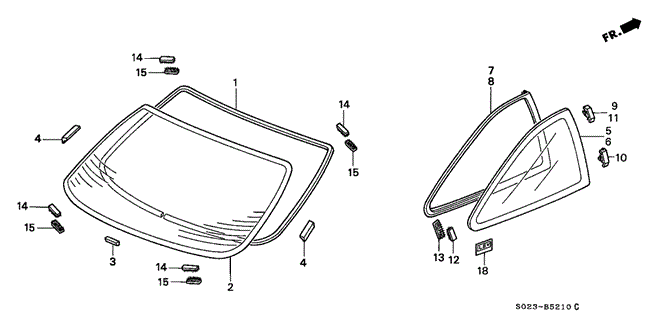 Body/Air Conditioning/Rear Windshield - Quarter Window for 2000 Honda CIVIC COUPE #1