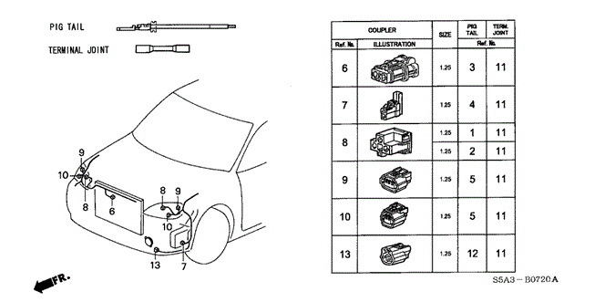 ELECTRICAL / EXHAUST / HEATER / FUEL/ELECTRICAL CONNECTORS (FR.) for 2001 Honda CIVIC SEDAN #1