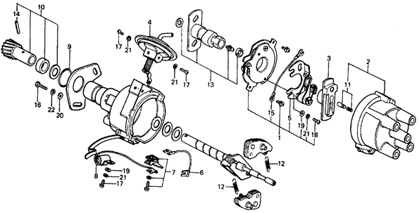 ENGINE/MT DISTRIBUTOR COMPONENTS ('75-'76) for 1976 Honda CIVIC COUPE #1