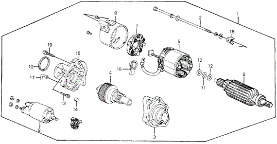 ENGINE/STARTER MOTOR (MITSUBA) for 1991 Honda CIVIC HATCHBACK #1