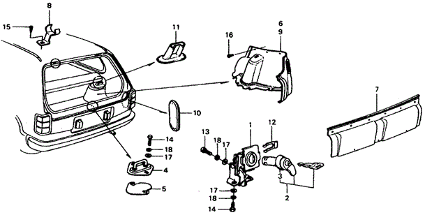 BODY / AIR CONDITIONING/TAILGATE TRIM - TAILGATE LOCK for 1977 Honda CIVIC HATCHBACK #1
