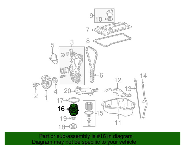 OEM Oil Filter Hsng for 2011 Toyota Camry1562036020 Toyota Parts