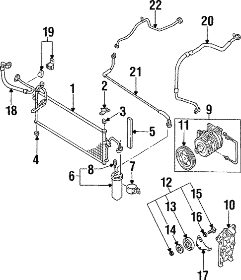 Condenser, Compressor & Lines for 1999 Nissan Sentra #1