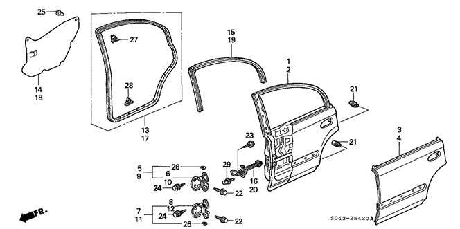 BODY / AIR CONDITIONING/REAR DOOR PANELS for 1996 Honda CIVIC SEDAN #1