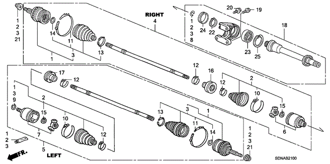 Chassis/Driveshaft - Half Shaft (L4) (MT) for 2007 Honda ACCORD COUPE #1