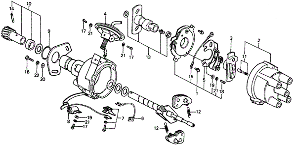 ENGINE/MT DISTRIBUTOR COMPONENTS ('77) (KL/KH) for 1977 Honda CIVIC HATCHBACK #1