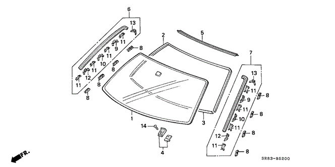 BODY / AIR CONDITIONING/FRONT WINDSHIELD for 1993 Honda CIVIC COUPE #1