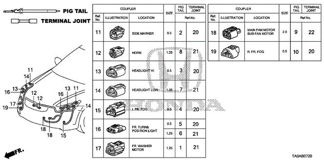 Electrical/Exhaust/Heater/Fuel/Electrical Connectors (FR.) for 2012 Honda ACCORD SEDAN #1