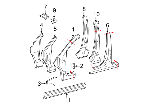 BODY/HINGE PILLAR for 2010 Toyota Highlander #2