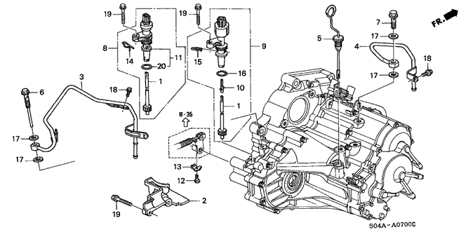 TRANSMISSION - AUTOMATIC/AT ATF PIPE - SPEEDOMETER GEAR for 1999 Honda CIVIC SEDAN #1