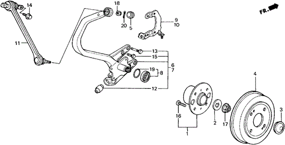 CHASSIS/REAR KNUCKLE - BRAKE DRUM (DX, LXI) for 1988 Honda ACCORD COUPE #1