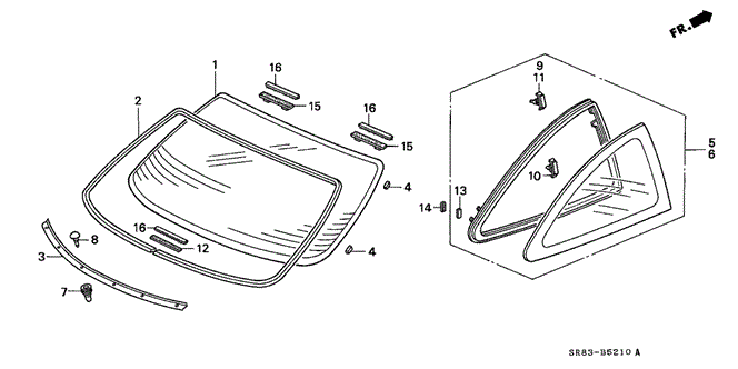 BODY / AIR CONDITIONING/REAR GLASS - QUARTER GLASS for 1993 Honda CIVIC COUPE #1