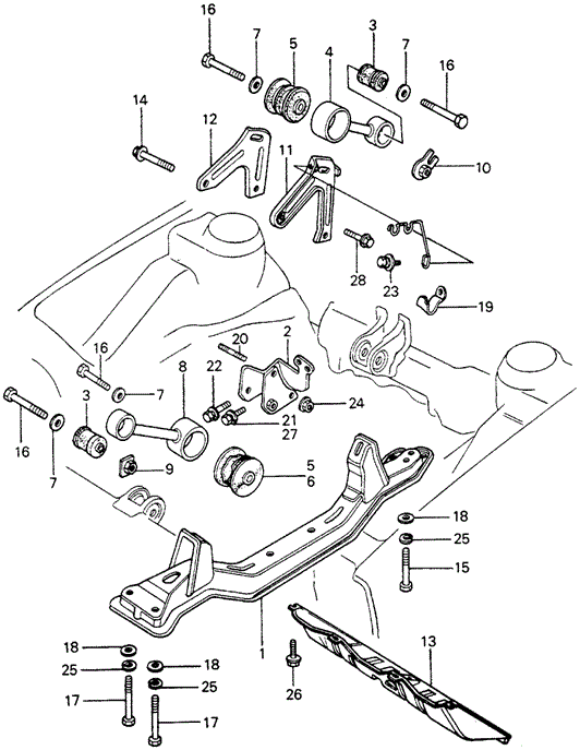 BODY / AIR CONDITIONING/TORQUE ROD - FRONT BEAM for 1982 Honda CIVIC HATCHBACK #1