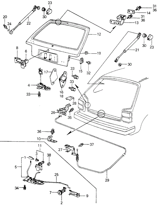 BODY / AIR CONDITIONING/TAILGATE (1) for 1982 Honda CIVIC HATCHBACK #1
