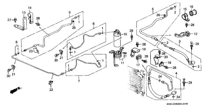 BODY / AIR CONDITIONING/A/C HOSES - PIPES (1) for 1988 Honda CIVIC 5-DOOR #1