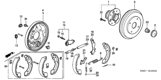 CHASSIS/REAR BRAKE (DRUM) (1) for 2001 Honda ACCORD SEDAN #1