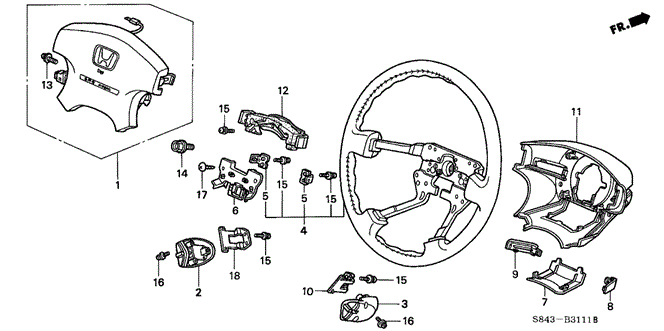 CHASSIS/STEERING WHEEL (SRS) (V6) for 2001 Honda ACCORD SEDAN #1