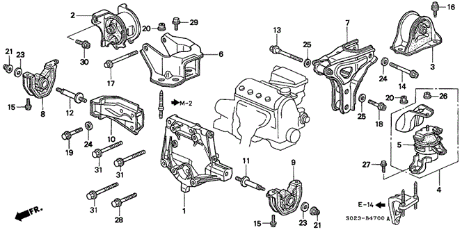 Body/Air Conditioning/Engine Mount (MT) for 1996 Honda CIVIC COUPE #1
