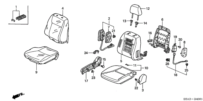 INTERIOR / BUMPER/FRONT SEAT (R.) for 2001 Honda CIVIC SEDAN #1