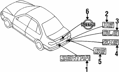 Exterior Trim - Trunk for 1996 Nissan Sentra #0