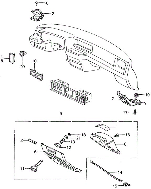 Interior/Bumper/Instrument Garnish ('82-'83) for 1982 Honda CIVIC SEDAN #1