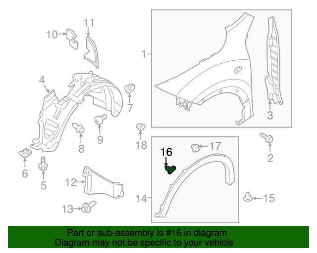 Wheel Opening Molding Clip | Genuine Nissan | 76847-JG00A ...