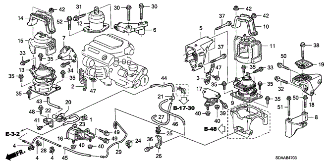 Body/Air Conditioning/Engine Mounts (V6) (AT) for 2007 Honda ACCORD SEDAN #1