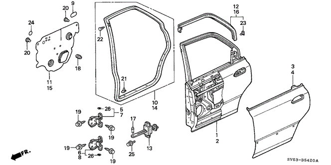 BODY / AIR CONDITIONING/REAR DOOR PANELS for 1996 Honda ACCORD 5-DOOR #1