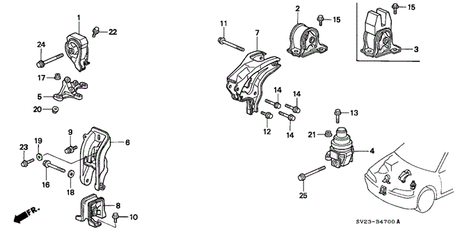 BODY / AIR CONDITIONING/ENGINE MOUNT (1) for 1997 Honda ACCORD COUPE #1