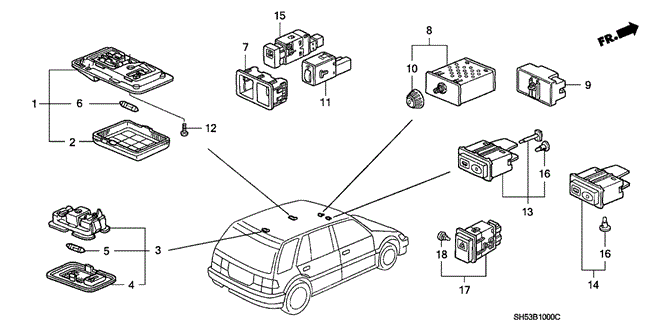 ELECTRICAL / EXHAUST / HEATER / FUEL/INTERIOR LIGHT - SWITCH for 1991 Honda CIVIC 5-DOOR #1