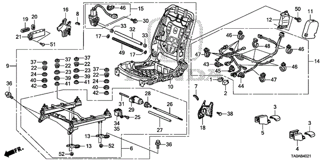 INTERIOR / BUMPER/FRONT SEAT COMPONENTS (R.) (4WAY POWER SEAT) for 2012 Honda ACCORD SEDAN #1