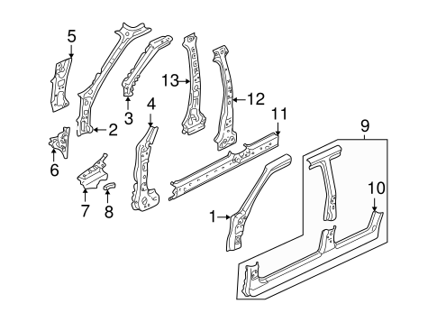 Body/Center Pillar & Rocker for 2002 Ford Escape #1