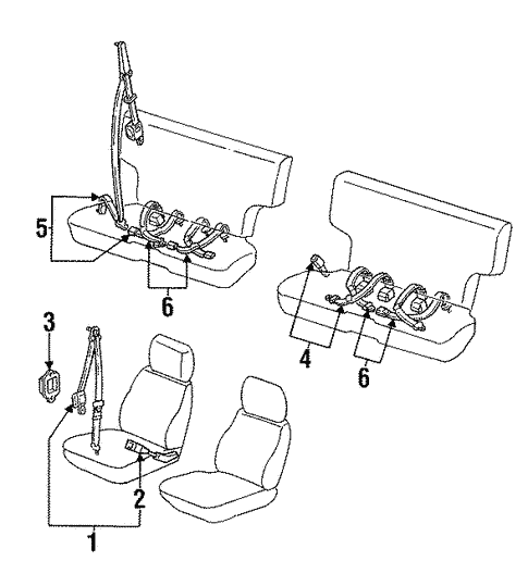 Electrical/Front Seat Belts for 1995 Nissan Pathfinder #1